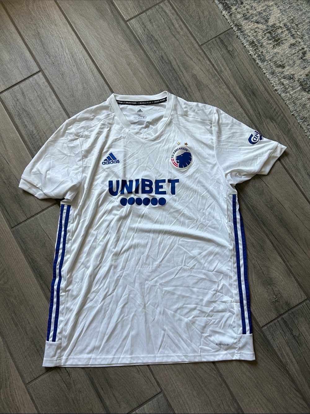 adidas White and Blue FC Copenhagen Men's Soccer Jersey